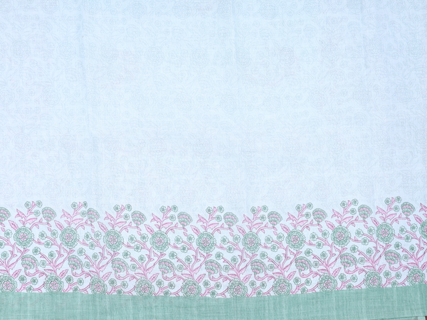 Floral Design Pale Green Linen Unstitched Salwar Material