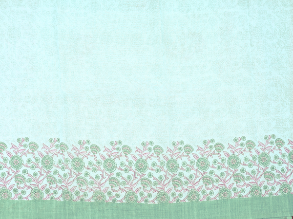 Floral Design Pale Green Linen Unstitched Salwar Material