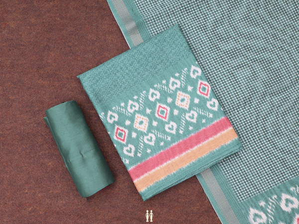 Self Design Green Linen Unstitched Salwar Material