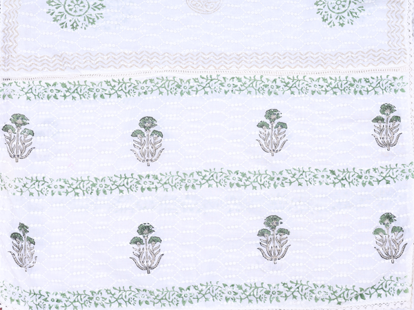 Floral Buttas Leaf Green Cotton Unstitched Salwar Material