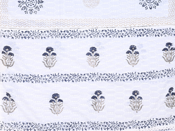 Floral Buttas Oxford Blue Cotton Unstitched Salwar Material