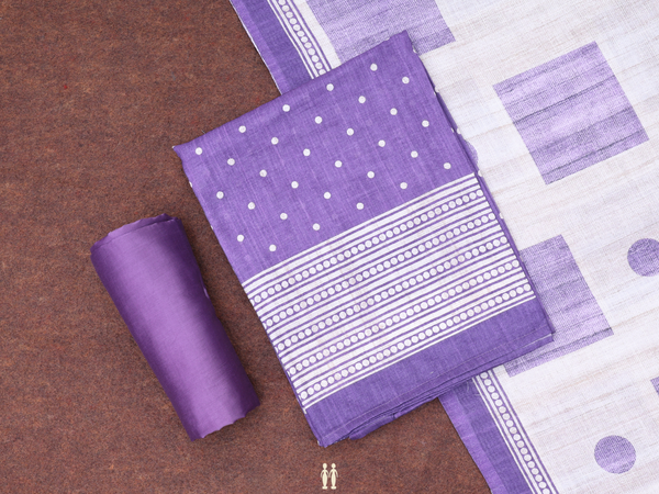 Printed Buttas Purple Raw Silk Unstitched Salwar Material