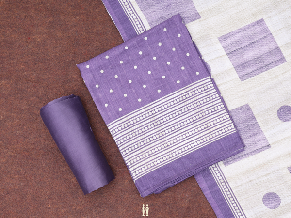 Printed Buttas Purple Raw Silk Unstitched Salwar Material