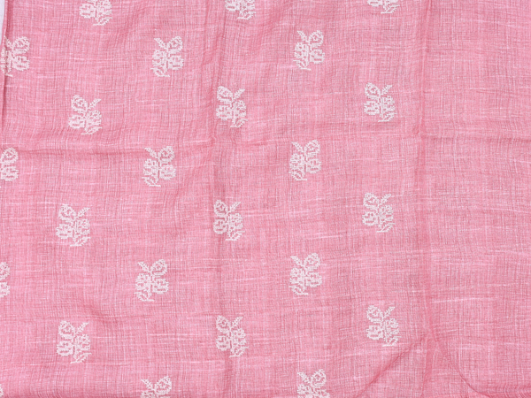 Threadwork Buttas Peachy Pink Linen Unstitched Salwar Material