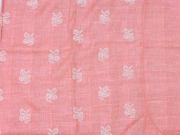 Threadwork Buttas Peachy Pink Linen Unstitched Salwar Material