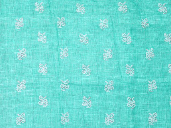 Threadwork Buttas Greenish Blue Linen Salwar Material