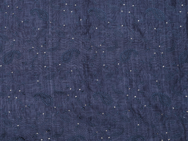 Paisley Design Prussian Blue Linen Unstitched Salwar Material