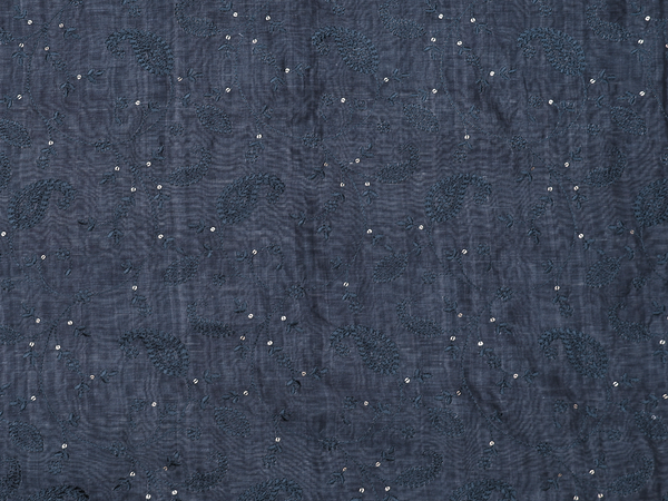 Paisley Design Prussian Blue Linen Unstitched Salwar Material