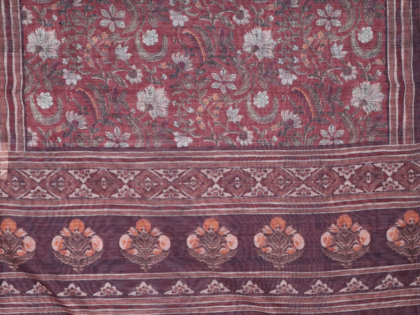 Paisley Design Coffee Brown Linen Unstitched Salwar Material