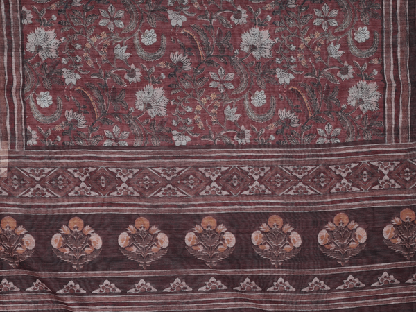 Paisley Design Coffee Brown Linen Unstitched Salwar Material