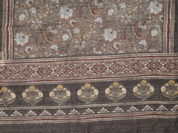 Paisley Design Olive Green Linen Unstitched Salwar Material