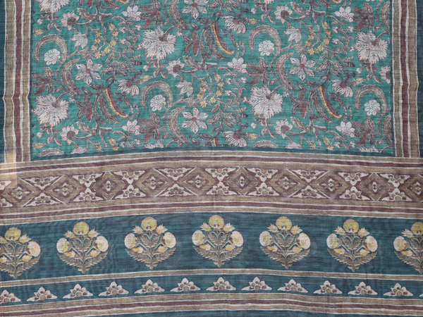 Paisley Embroidered Design Green Linen Salwar Material