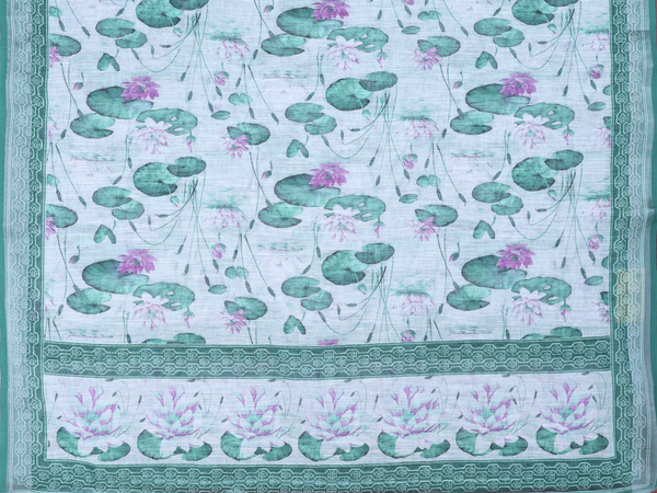 Mirror Work Buttis Dark Green Linen Unstitched Salwar Material
