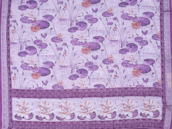 Mirror Work Buttis Purple Linen Unstitched Salwar Material