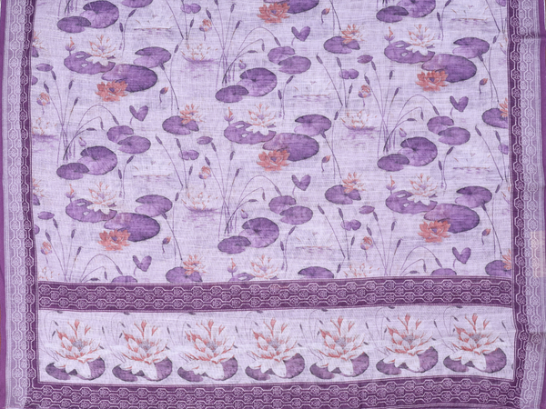 Mirror Work Buttis Purple Linen Unstitched Salwar Material