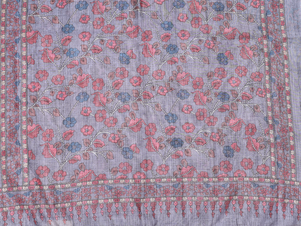 Threadwork Design Grey Chanderi Unstitched Salwar Material
