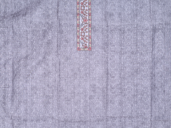 Threadwork Design Grey Chanderi Unstitched Salwar Material