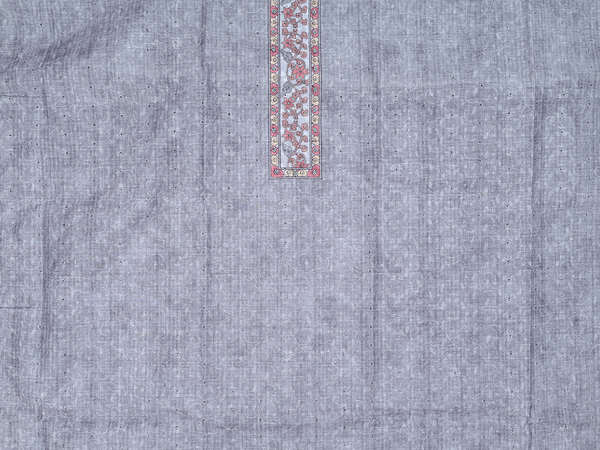 Threadwork Design Grey Chanderi Unstitched Salwar Material