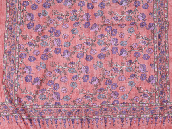 Threadwork Design Orange Chanderi Unstitched Salwar Material
