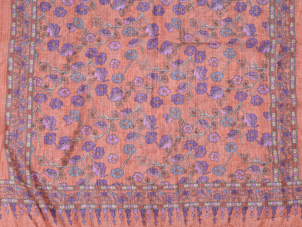 Threadwork Design Orange Chanderi Unstitched Salwar Material