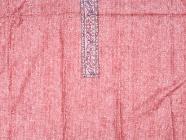 Threadwork Design Orange Chanderi Unstitched Salwar Material