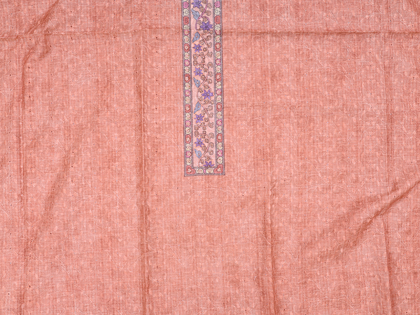 Threadwork Design Orange Chanderi Unstitched Salwar Material