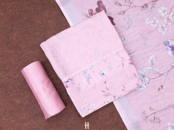 Paisley Design Pink Linen Unstitched Salwar Material
