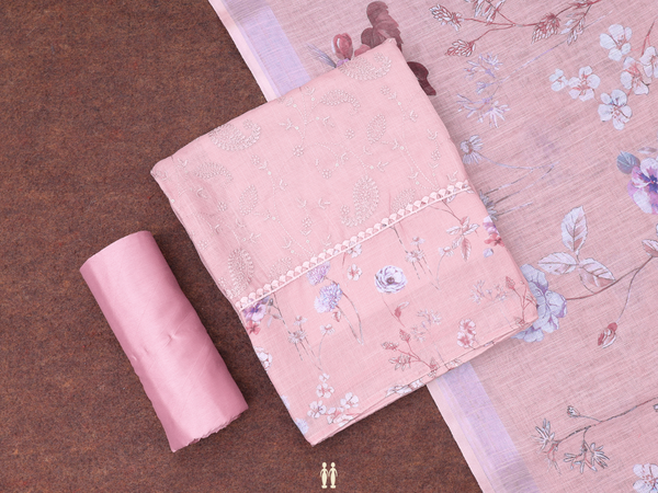 Paisley Design Pink Linen Unstitched Salwar Material