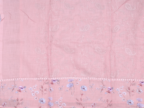 Paisley Design Pink Linen Unstitched Salwar Material