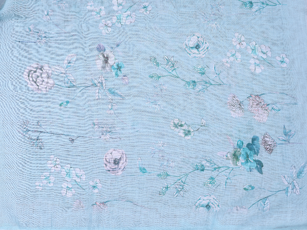Paisley Design Turkish Blue Linen Unstitched Salwar Material