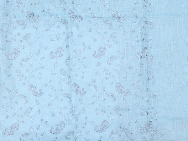 Paisley Design Turkish Blue Linen Unstitched Salwar Material