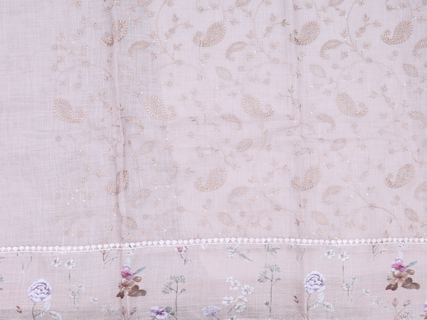Threadwork Design Light Brown Linen Unstitched Salwar Material