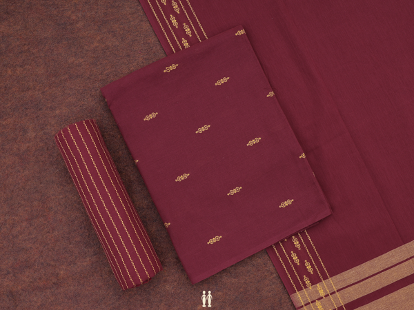 Threadwork Buttas Maroon Cotton Salwar Material