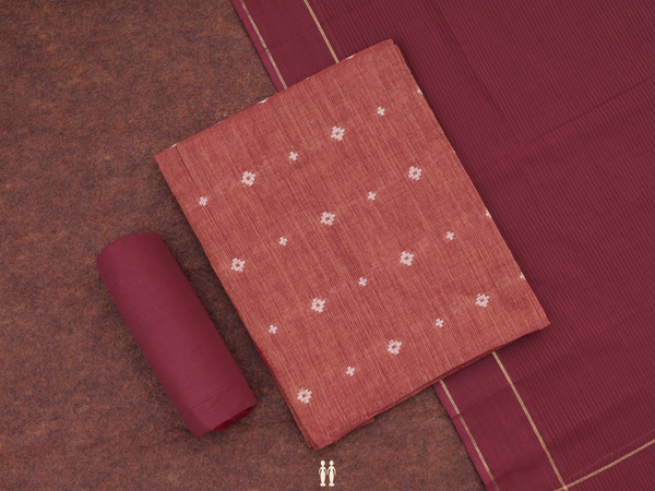 Threadwork Buttas Brown Cotton Salwar Material