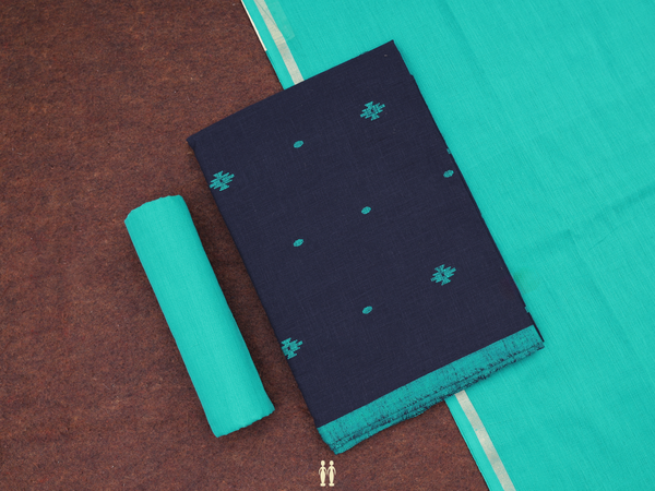 Threadwork Buttas Navy Blue Cotton Salwar Material