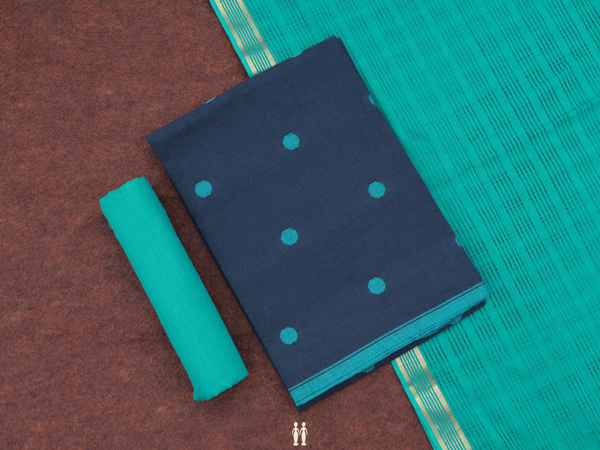Threadwork Buttas Navy Blue Cotton Salwar Material