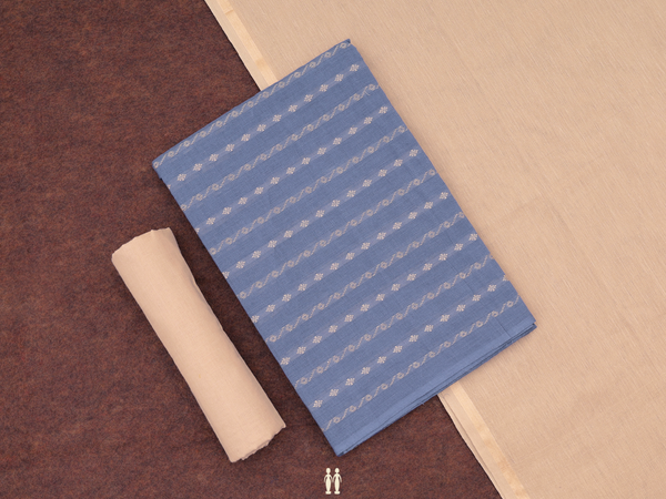 Stripes Design Blue Cotton Salwar Material