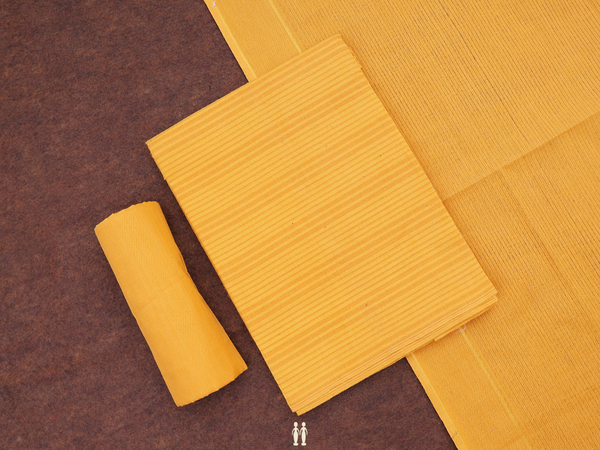 Stripes Design Saffron Yellow Cotton Salwar Material