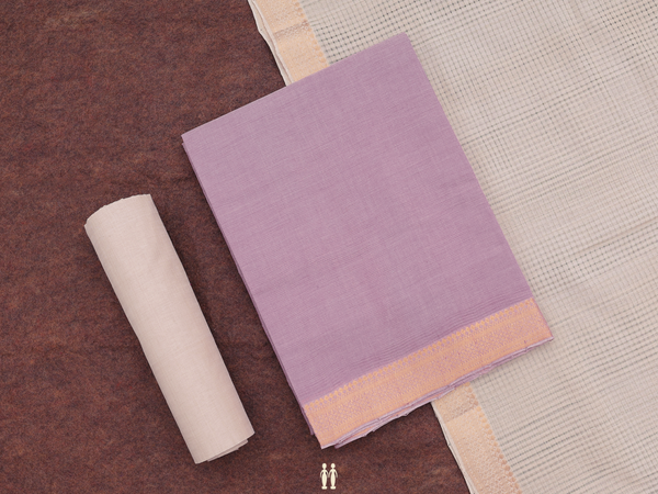 Zari Border Lavender Cotton Unstitched Salwar Material
