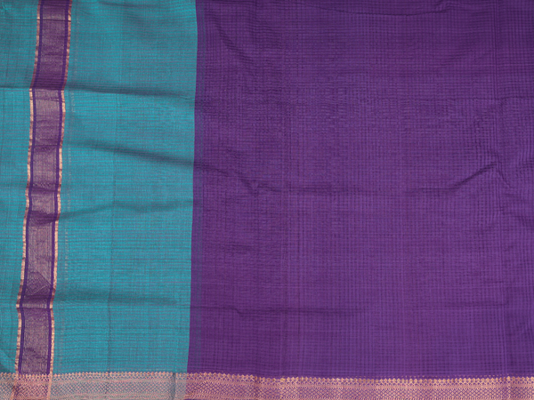 Zari Border Blue Mangalagiri Unstitched Salwar Material