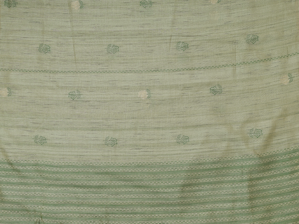 Floral Design Green Tussar Unstitched Salwar Material