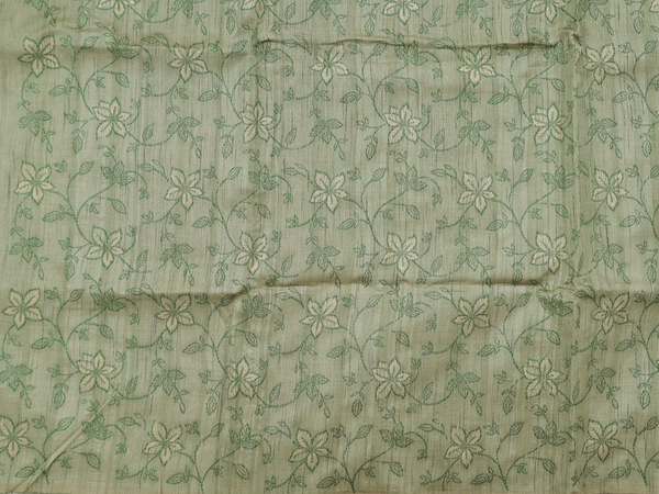 Floral Design Green Tussar Unstitched Salwar Material