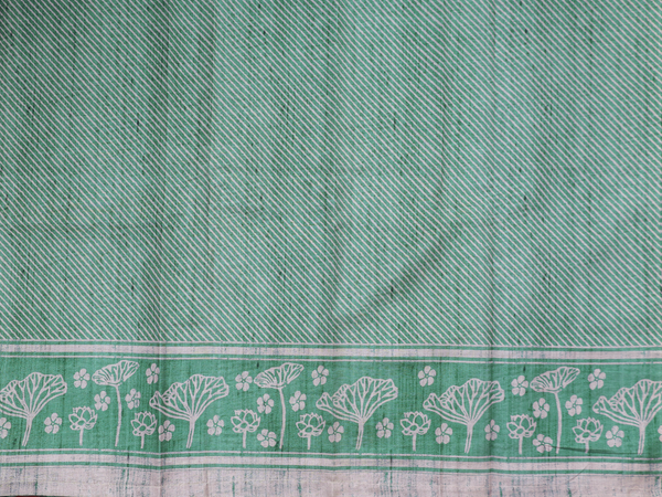Diagonal Design Green Tussar Unstitched Salwar Material