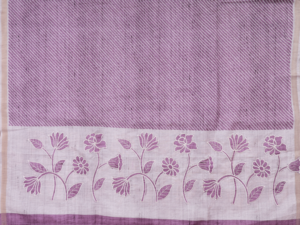 Diagonal Design Plum Brown Tussar Unstitched Salwar Material