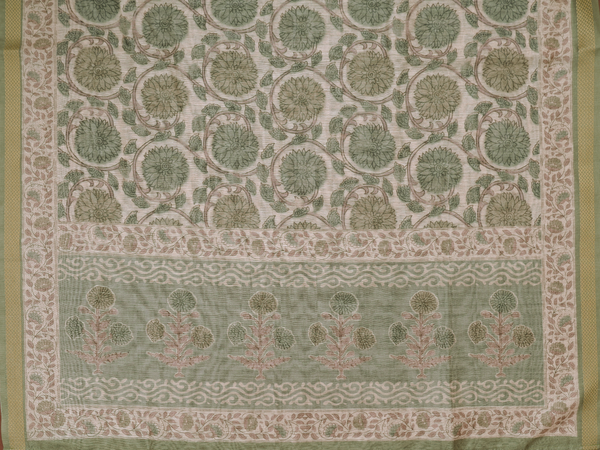 Stripes Design Green Semi Tussar Unstitched Salwar Material