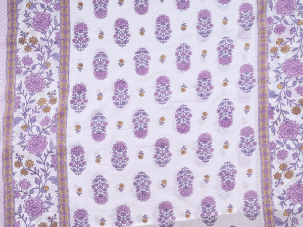 Floral Design Purple Cotton Unstitched Salwar Material