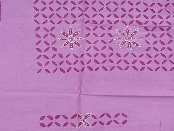 Floral Design Purple Cotton Unstitched Salwar Material