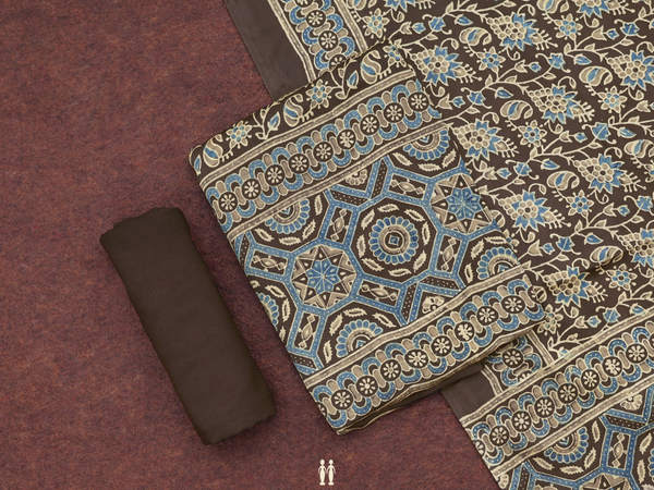 Floral Paisley Design Oxford Brown Modal Salwar Material