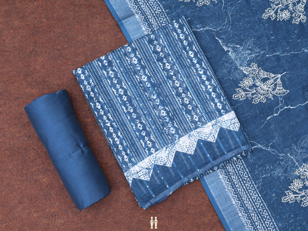 Allover Design Capri Blue Linen Salwar Material