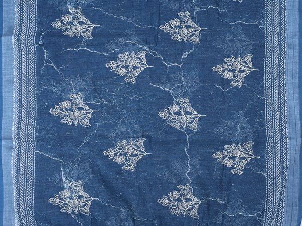 Allover Design Capri Blue Linen Salwar Material